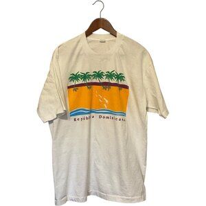 Republica Dominicana White Vintage Men's XXL Short Sleeve T-Shirt Single Stitch